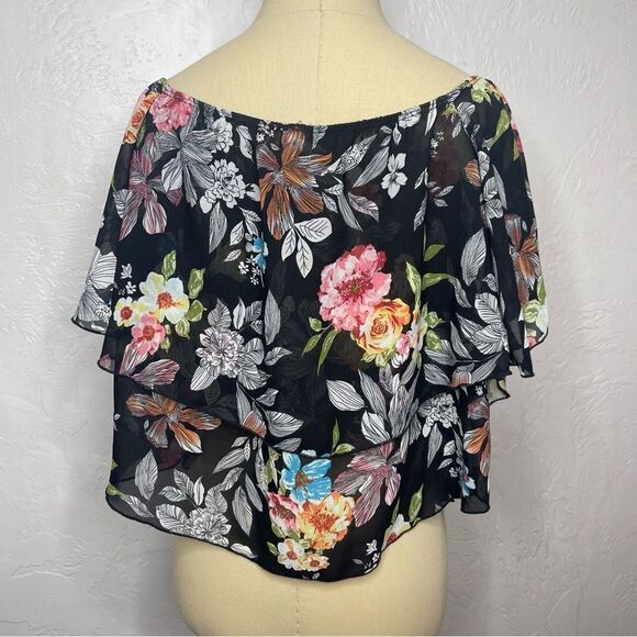 Style shop large blouse top layered floral flowy - Picture 4 of 6